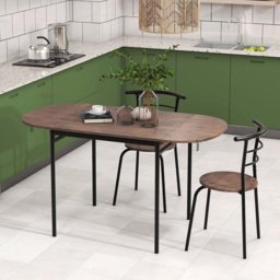 Costway 4 Seater Foldable Dining Set Rustic Brown - Wilko - thumbnail 5