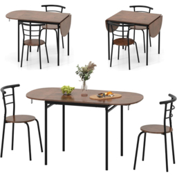 Costway 4 Seater Foldable Dining Set Rustic Brown - Wilko - thumbnail 3