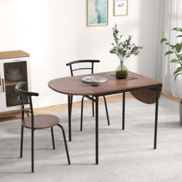 Costway 4 Seater Foldable Dining Set Rustic Brown - Wilko - thumbnail 4