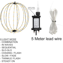 Shatchi Warm White LED Foldable Ball Lights 40cm - Size: 42 x 42 x 8.3cm - Wilko - thumbnail 4
