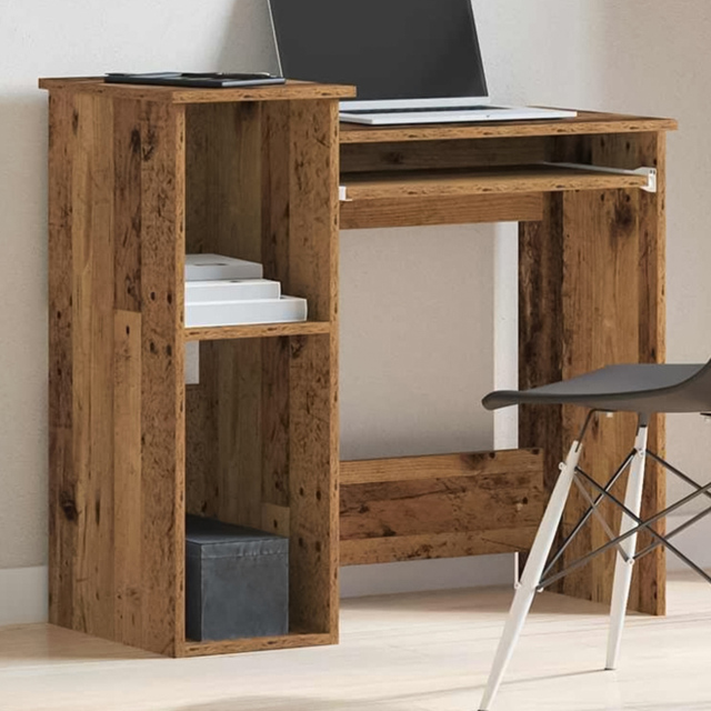vidaXL 3 Shelf Compact Desk Black - Size: 78 x 84 x 40cm - Brown - Wilko - image 1