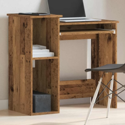 vidaXL 3 Shelf Compact Desk Black - Size: 78 x 84 x 40cm - Brown - Wilko - thumbnail 1