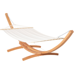 Outsunny White Hammock with Wooden Stand - Size: 392 x 120 x 102cm - Wilko - thumbnail 3