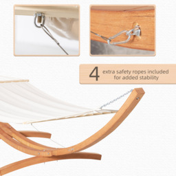 Outsunny White Hammock with Wooden Stand - Size: 392 x 120 x 102cm - Wilko - thumbnail 6
