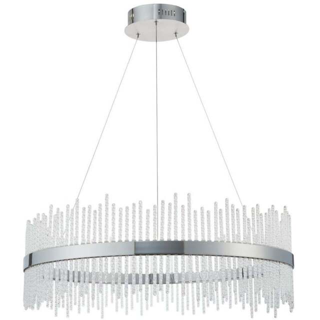 Merano Trapani Clear Glass Chrome Plate Pendant Light - Size: 70 x 70 x 163cm - Silver - Wilko - image 1
