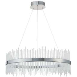 Merano Trapani Clear Glass Chrome Plate Pendant Light - Size: 70 x 70 x 163cm - Silver - Wilko