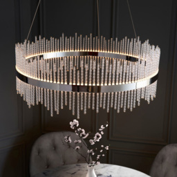 Merano Trapani Clear Glass Chrome Plate Pendant Light - Size: 70 x 70 x 163cm - Silver - Wilko - thumbnail 7