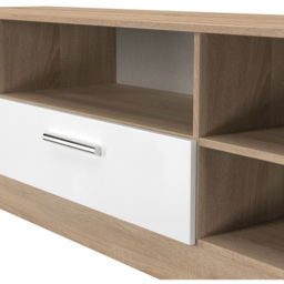 Crowndale Contrast Single Drawer 5 Shelf White Matt and Bardolino Oak TV Unit Ready Assembled - Size: 50 x 144 x 39cm - White Matt & Bardolino Oak - W - thumbnail 6
