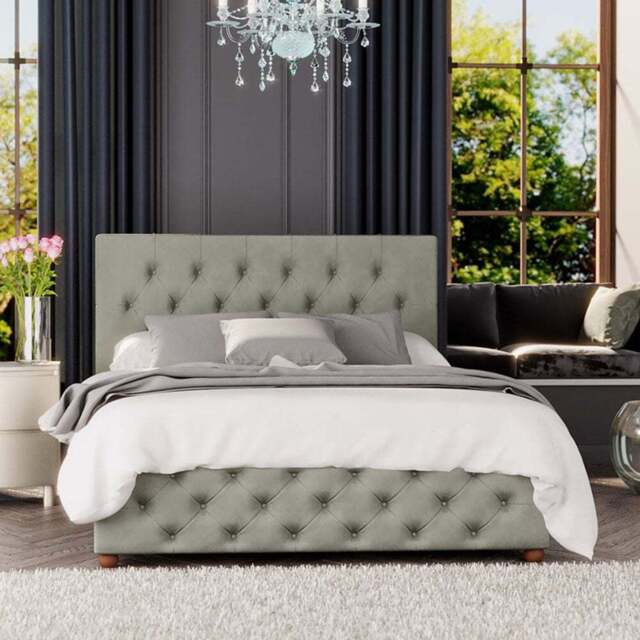 Laurence Llewelyn-Bowen Luna Super King Duck Egg Plush Velvet Ottoman Bed - Green - Wilko - image 1