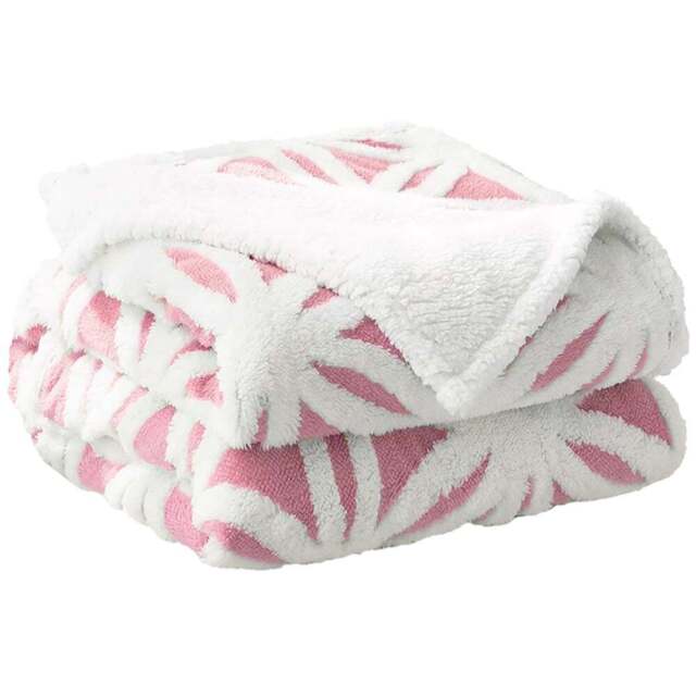 Velosso Coral Pink Orbit Sherpa Throw 150 x 200cm - Size: 150 x 200 x 1cm - Wilko - image 1