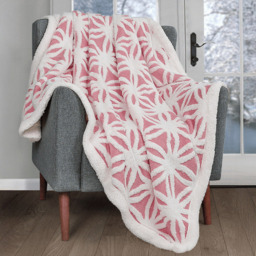 Velosso Coral Pink Orbit Sherpa Throw 150 x 200cm - Size: 150 x 200 x 1cm - Wilko - thumbnail 3