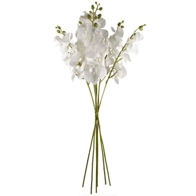 Leaf White Phalaenopsis Orchid Single Stem Artificial Flower 6 Pack - Size: 100 x 16 x 10cm - Wilko - image 1