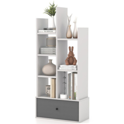 Costway Single Drawer 7 Shelf White Wooden Bookshelf - Wilko - thumbnail 4