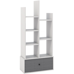 Costway Single Drawer 7 Shelf White Wooden Bookshelf - Wilko - thumbnail 3