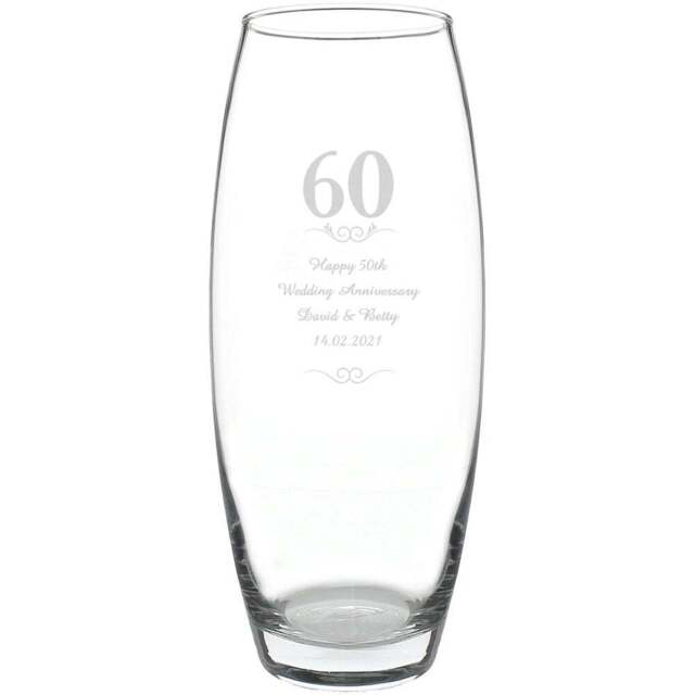 Personalised Memento Personalised 60 Years Bullet Vase - Size: 1.0 x 2.4 x 1.0cm - Clear - Wilko - image 1
