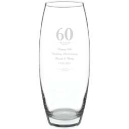 Personalised Memento Personalised 60 Years Bullet Vase - Size: 1.0 x 2.4 x 1.0cm - Clear - Wilko