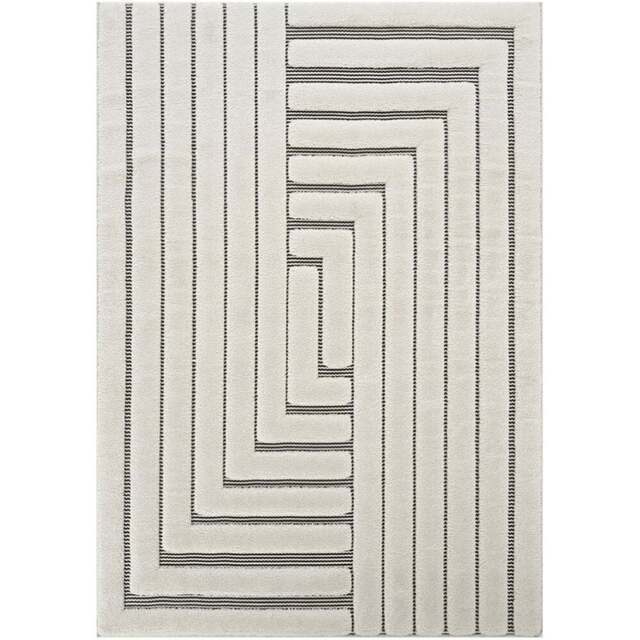 Freya Living Room Area Rug Contemporary 3D Embossed Modern Merge Line Design - Cream 120cm x 170cm - Size: 170 x 120 x 2cm - Desire Rugs - Wilko - image 1