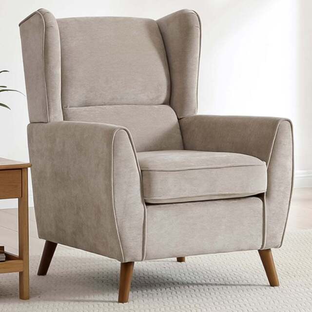 Lily Taupe Chenille Wingback Armchair - Size: 102 x 77 x 85.5cm - Kyoto Futons - Wilko - image 1