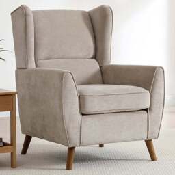 Lily Taupe Chenille Wingback Armchair - Size: 102 x 77 x 85.5cm - Kyoto Futons - Wilko