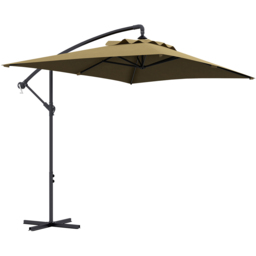 Outsunny Brown Crank Handle Cantilever Banana Parasol with Cross Base 3 x 2m - Size: 3m - Wilko - thumbnail 1