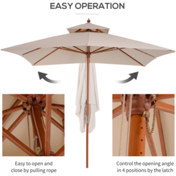 Outsunny Beige Double Tier Crank Handle Parasol 3m - Size: 300 x 300 x 297cm - Cream - Wilko - thumbnail 7