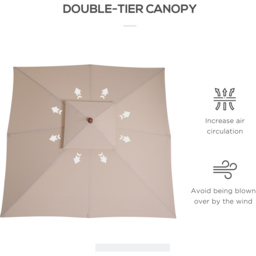 Outsunny Beige Double Tier Crank Handle Parasol 3m - Size: 300 x 300 x 297cm - Cream - Wilko - thumbnail 6