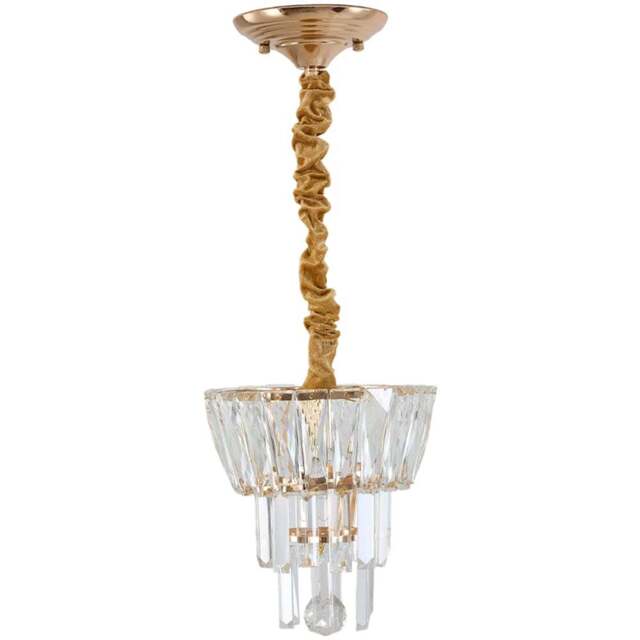 Living and Home Gold Iron Crystal E14 LED Pendant Light - Size: 55.5 x 21.5 x 21.5cm - Gold + Transparent - Wilko - image 1