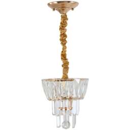 Living and Home Gold Iron Crystal E14 LED Pendant Light - Size: 55.5 x 21.5 x 21.5cm - Gold + Transparent - Wilko