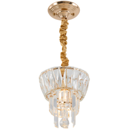 Living and Home Gold Iron Crystal E14 LED Pendant Light - Size: 55.5 x 21.5 x 21.5cm - Gold + Transparent - Wilko - thumbnail 4