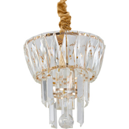 Living and Home Gold Iron Crystal E14 LED Pendant Light - Size: 55.5 x 21.5 x 21.5cm - Gold + Transparent - Wilko - thumbnail 5