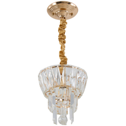 Living and Home Gold Iron Crystal E14 LED Pendant Light - Size: 55.5 x 21.5 x 21.5cm - Gold + Transparent - Wilko - thumbnail 3