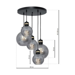 Milagro Omega Circ Black Pendant Lamp 230V - Size: 40 x 40 x 100cm - Wilko - thumbnail 7