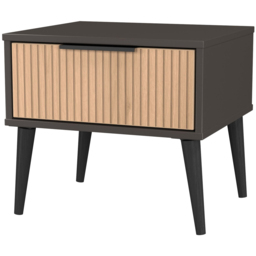 Crowndale Hong Kong Single Drawer Slatt Effect and Graphite Side Table Ready Assembled - Size: 43 x 45 x 40cm - Slatt Effect & Graphite - Wilko - thumbnail 5