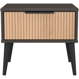 Crowndale Hong Kong Single Drawer Slatt Effect and Graphite Side Table Ready Assembled - Size: 43 x 45 x 40cm - Slatt Effect & Graphite - Wilko - thumbnail 3