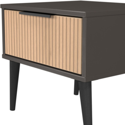 Crowndale Hong Kong Single Drawer Slatt Effect and Graphite Side Table Ready Assembled - Size: 43 x 45 x 40cm - Slatt Effect & Graphite - Wilko - thumbnail 6
