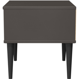 Crowndale Hong Kong Single Drawer Slatt Effect and Graphite Side Table Ready Assembled - Size: 43 x 45 x 40cm - Slatt Effect & Graphite - Wilko - thumbnail 4