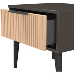 Crowndale Hong Kong Single Drawer Slatt Effect and Graphite Side Table Ready Assembled - Size: 43 x 45 x 40cm - Slatt Effect & Graphite - Wilko - thumbnail 7