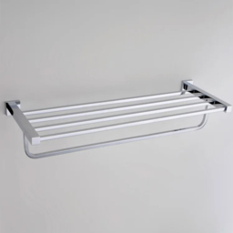 Nes Home Chrome Square Single Shelf Bathroom Rack with Towel Rail 585mm - Size: 11 x 58.5 x 21cm - Silver - Wilko - thumbnail 3