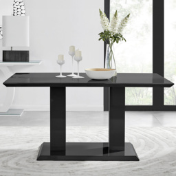 Furniturebox Molini Valera 6 Seater Dining Set Black Gloss and Chrome - Wilko - thumbnail 3