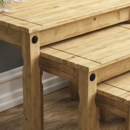 Vida Designs Corona Pine Nest of Tables Set of 3 - Size: 38 x 60 x 50cm - Brown - Wilko - thumbnail 5