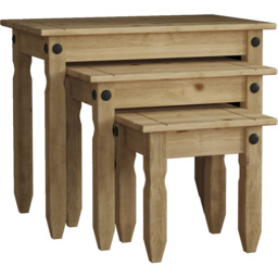 Vida Designs Corona Pine Nest of Tables Set of 3 - Size: 38 x 60 x 50cm - Brown - Wilko - thumbnail 3
