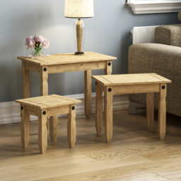 Vida Designs Corona Pine Nest of Tables Set of 3 - Size: 38 x 60 x 50cm - Brown - Wilko - thumbnail 6