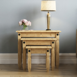 Vida Designs Corona Pine Nest of Tables Set of 3 - Size: 38 x 60 x 50cm - Brown - Wilko - thumbnail 7