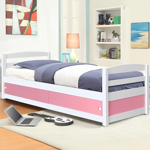 Brooklyn Single Pink Wooden Storage Bed Frame - Wilko - image 1