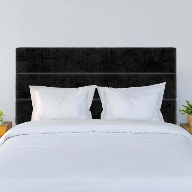 Bedmaster Super King Black Naples Velvet Milan Lined Headboard - Wilko - image 1