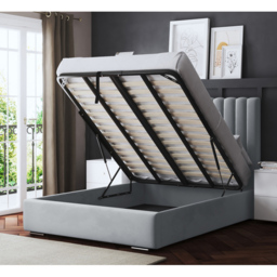 DS Living Evangeline Super King Silver Upholstered Ottoman Bed with Headboard - Wilko - thumbnail 5