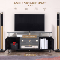 Portland 2 Door 2 Shelf Black Aluminium TV Cabinet - Size: 120 x 39 x 52cm - Wilko - thumbnail 6