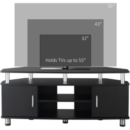 Portland 2 Door 2 Shelf Black Aluminium TV Cabinet - Size: 120 x 39 x 52cm - Wilko - thumbnail 5