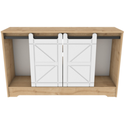 Decorotika Oak and White Barn Door TV Unit - Size: 85 x 140 x 35cm - Multi - Wilko - thumbnail 4