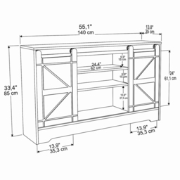 Decorotika Oak and White Barn Door TV Unit - Size: 85 x 140 x 35cm - Multi - Wilko - thumbnail 7